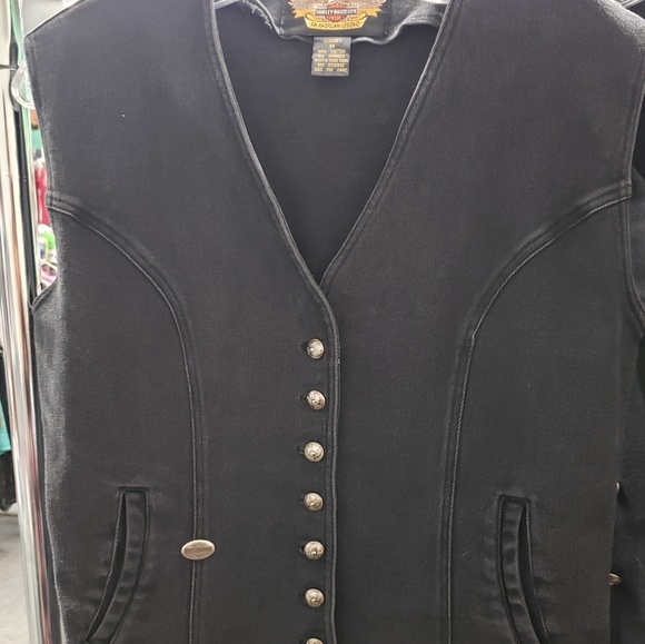 Harley Davidson black Jean vest size medium - Picture 5 of 7